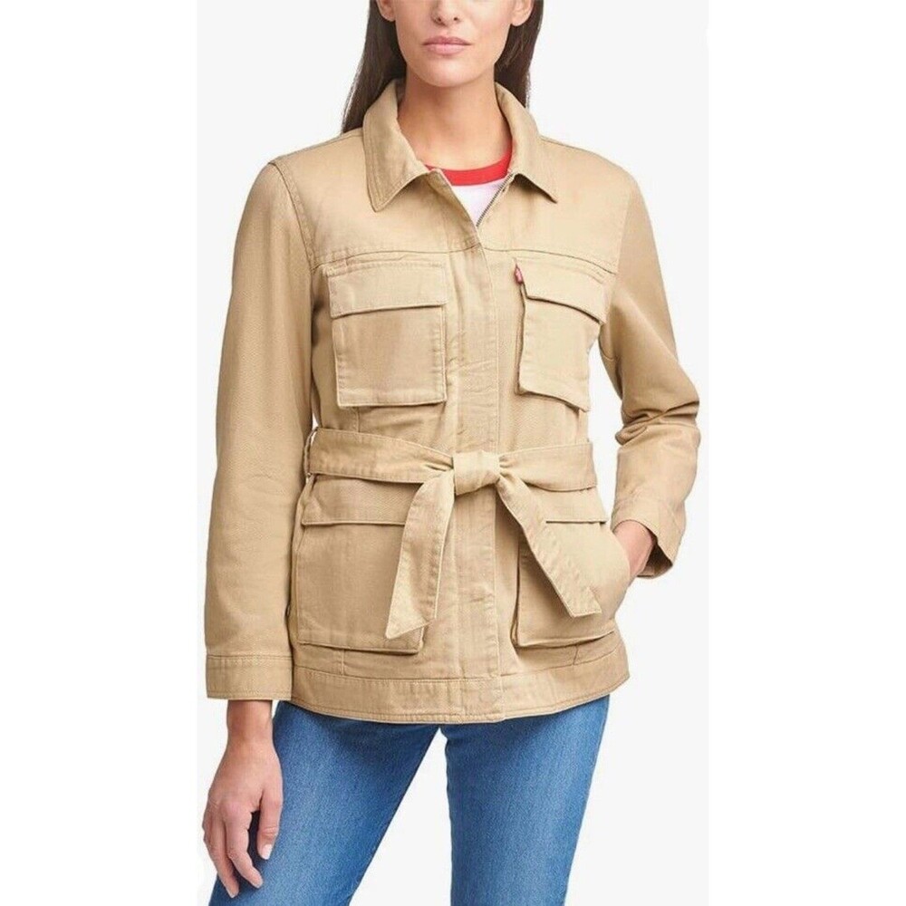 NWOT Levi's Safari Denim Belted Tan Jacket  S - Picture 2 of 9